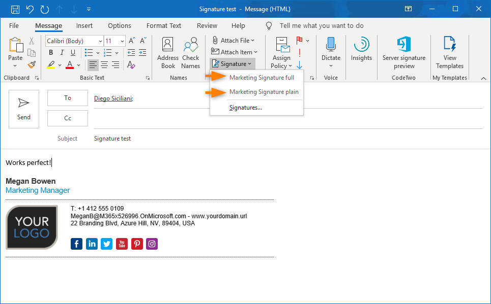 format signature in outlook for mac